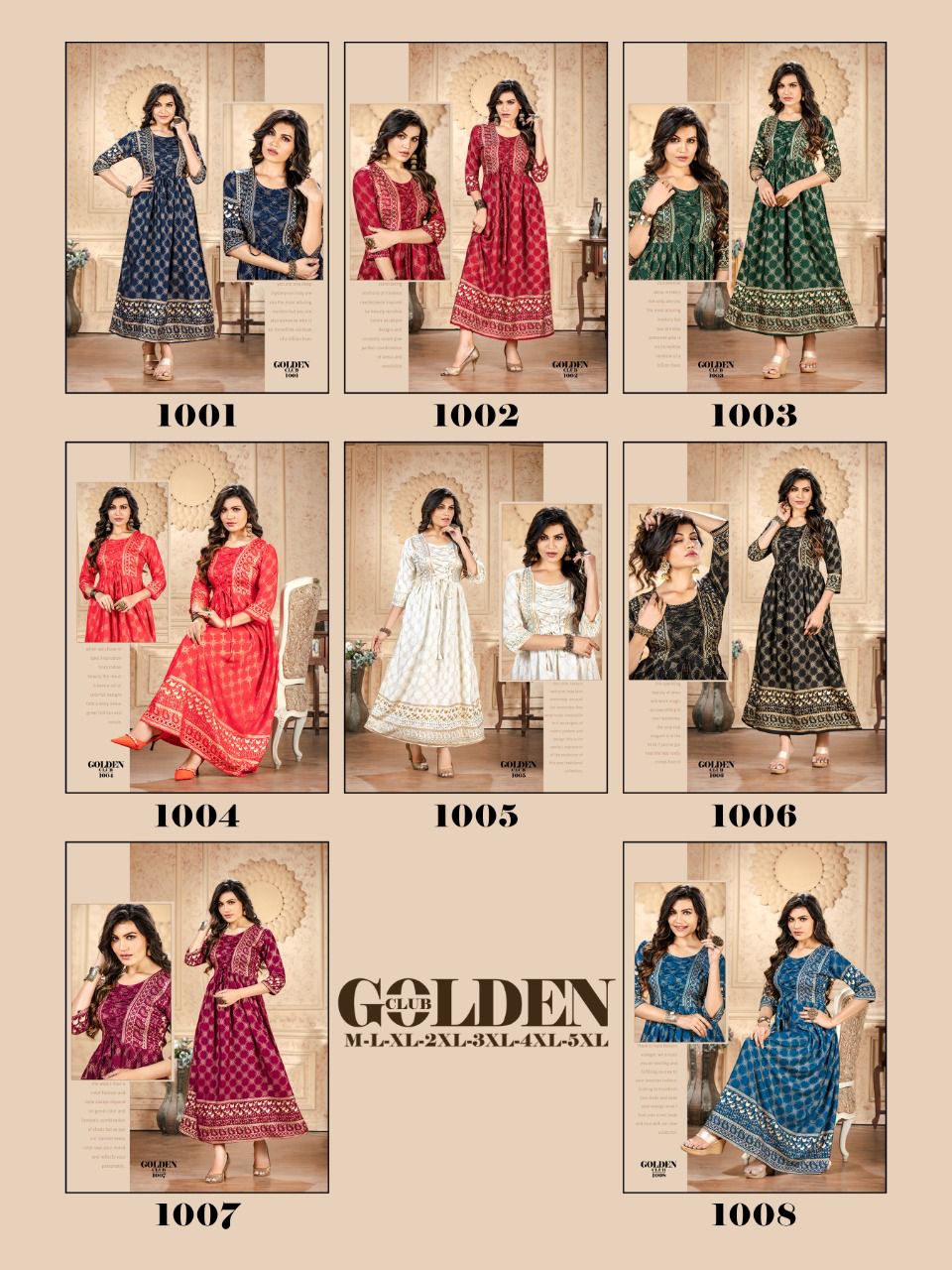 Golden Club 1001 Heavy Rayon Fancy Wear Long Anarkali Kurti Collection